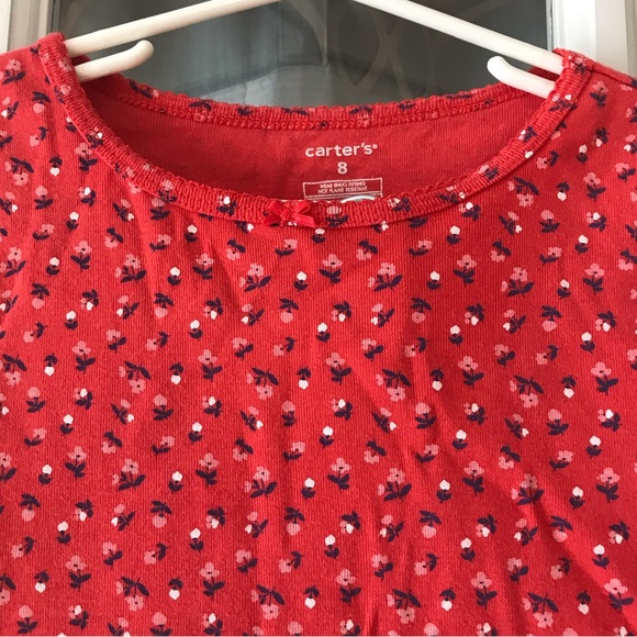 Carter’s size 8 Red w/ blue & white flowers short-sleeve pajama set EUC - Picture 7 of 7